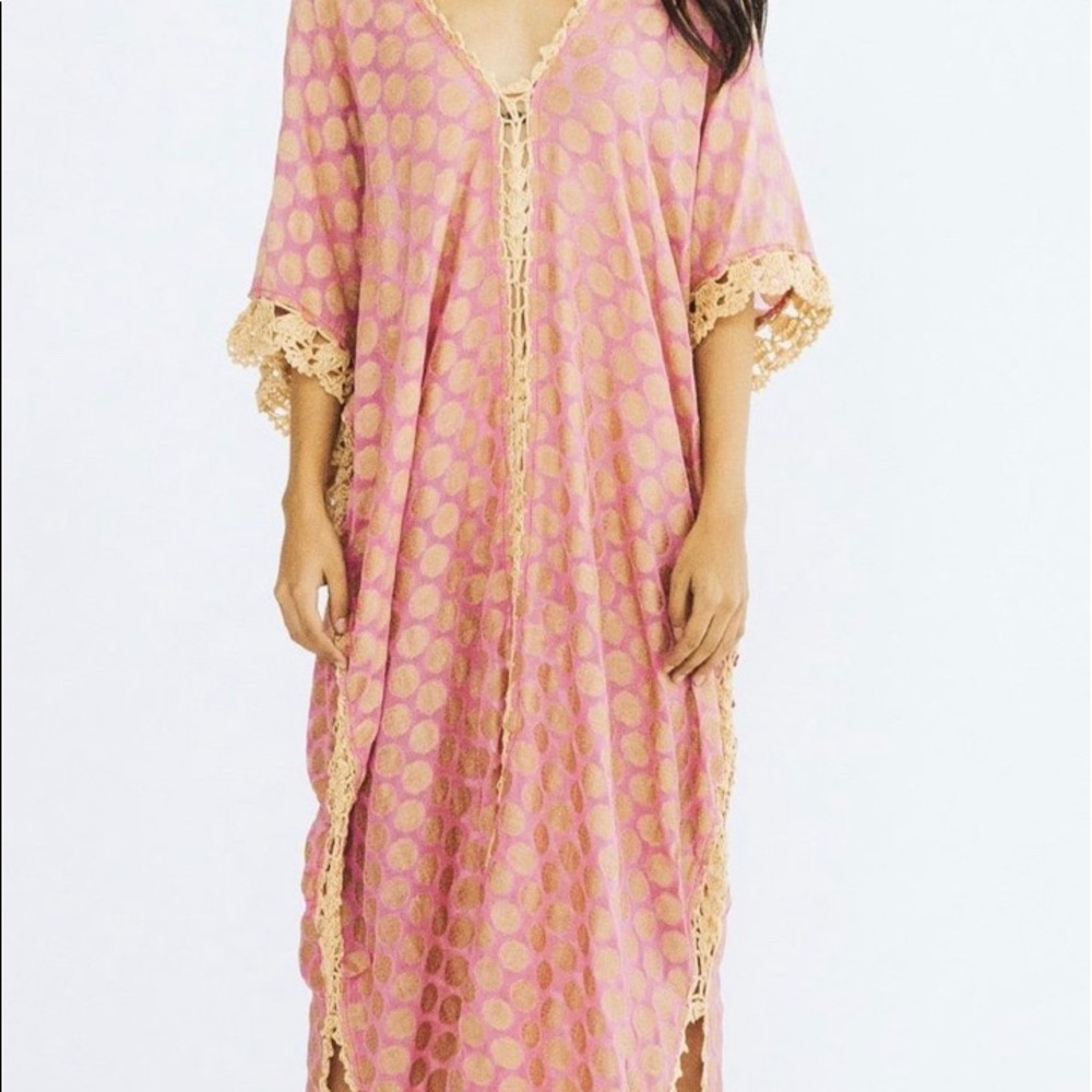 - SILK CROCHET KAFTAN DRESS CAMELLA
